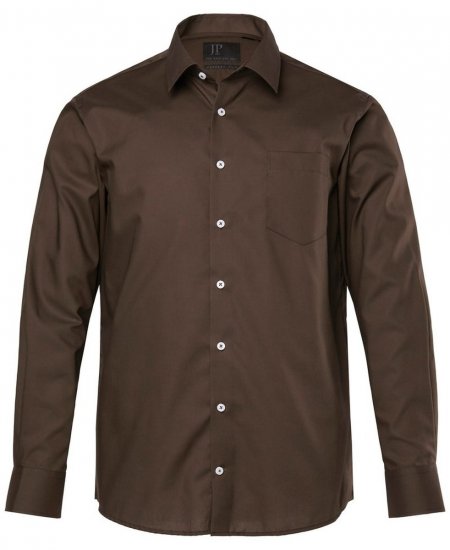 JP1880 Shirt Business Long Sleeve Brown - Skjorter - Skjorter til store mænd 2XL- 8XL