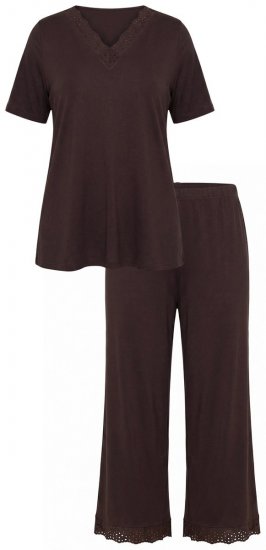 Ulla Popken 806944 Kortærmet pyjamas Brun - Pyjama/Loungewear - 