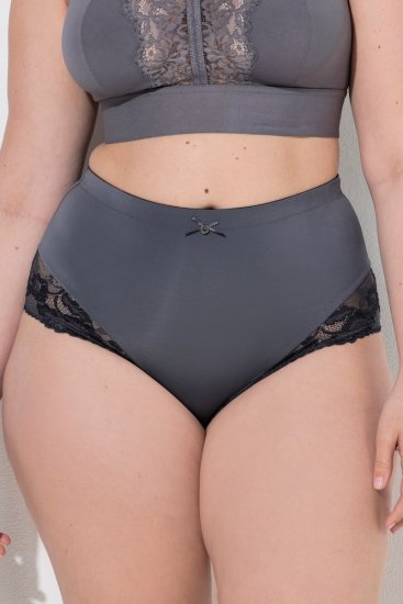 Ulla Popken 809385 Formende trusser med blonde Antracit - Shapewear - 