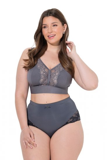 Ulla Popken 809385 Formende trusser med blonde Antracit - Shapewear - 