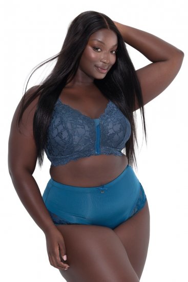 Ulla Popken 809385 Formende trusser med blonde Petrol - Shapewear - 