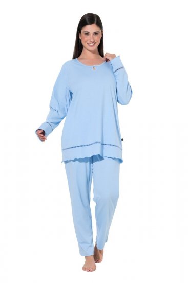 Ulla Popken 810592 Pyjamas med blonde Lyseblå - Pyjama/Loungewear - 