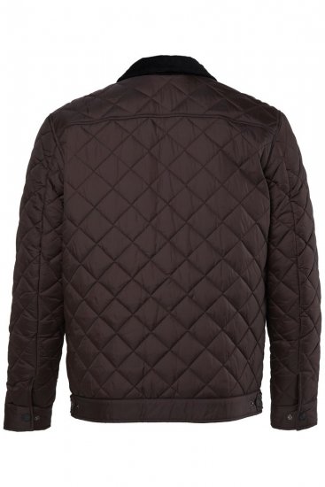 JP1880 811805 Quiltet jakke med fløjlskrave Sortbrun - Jakker - Jakker i store størrelser, 2XL- 12XL