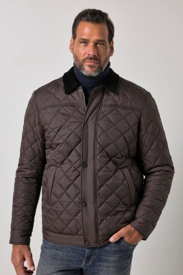 JP1880 811805 Quiltet jakke med fløjlskrave Sortbrun - Jakker - Jakker i store størrelser, 2XL- 12XL