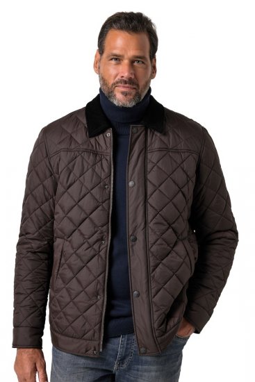 JP1880 811805 Quiltet jakke med fløjlskrave Sortbrun - Jakker - Jakker i store størrelser, 2XL- 12XL