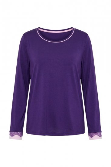 Ulla Popken 812441 Langærmet pyjamas med blonde Kongeblå - Pyjama/Loungewear - 