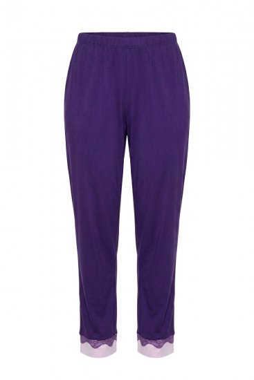 Ulla Popken 812441 Langærmet pyjamas med blonde Kongeblå - Pyjama/Loungewear - 