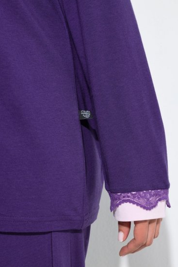 Ulla Popken 812441 Langærmet pyjamas med blonde Kongeblå - Pyjama/Loungewear - 