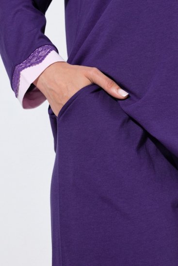 Ulla Popken 812441 Langærmet pyjamas med blonde Kongeblå - Pyjama/Loungewear - 