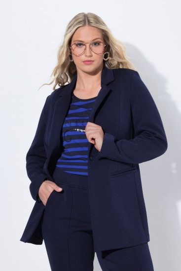 Ulla Popken 812754 Jerseyblazer i punto di roma Mørkeblå - Blazere - Blazere i plusstørrelser til kvinder