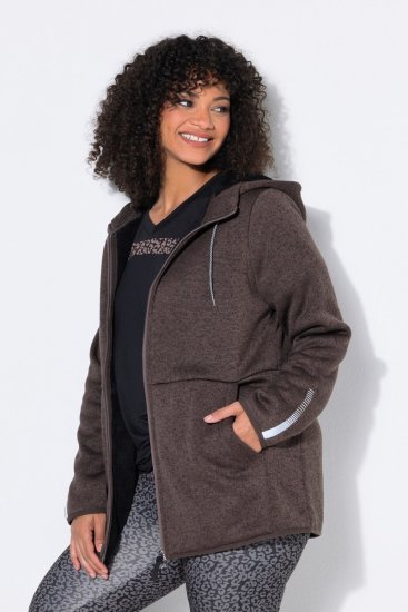 Ulla Popken 812880 Strikfleecejakke med teddyfleece Taupe - Fleecetøj - 