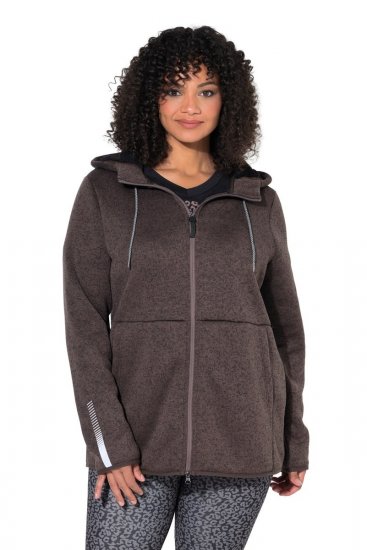 Ulla Popken 812880 Strikfleecejakke med teddyfleece Taupe - Fleecetøj - 