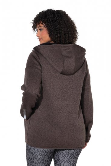 Ulla Popken 812880 Strikfleecejakke med teddyfleece Taupe - Fleecetøj - 