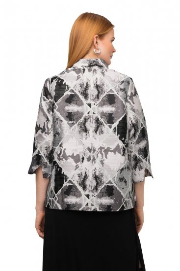 Ulla Popken 816673 Oversize blazer i jacquard med 3/4-ærmer Sort - Blazere - Blazere i plusstørrelser til kvinder
