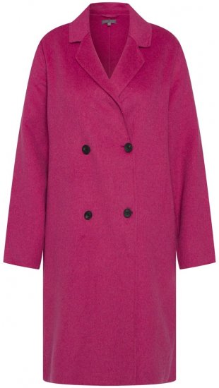 Ulla Popken 816744 Dobbeltradet frakke i uldlook Rosa - Frakker - Frakker i store størrelser