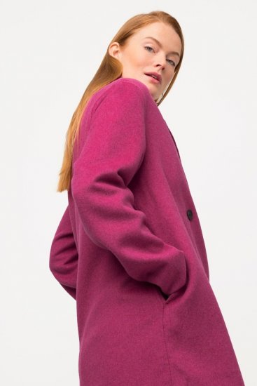 Ulla Popken 816744 Dobbeltradet frakke i uldlook Rosa - Frakker - Frakker i store størrelser
