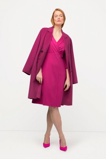 Ulla Popken 816744 Dobbeltradet frakke i uldlook Rosa - Frakker - Frakker i store størrelser