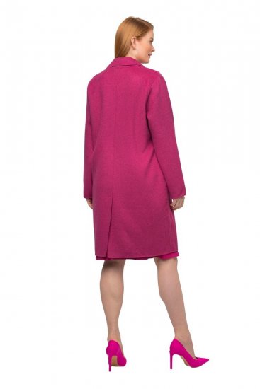 Ulla Popken 816744 Dobbeltradet frakke i uldlook Rosa - Frakker - Frakker i store størrelser
