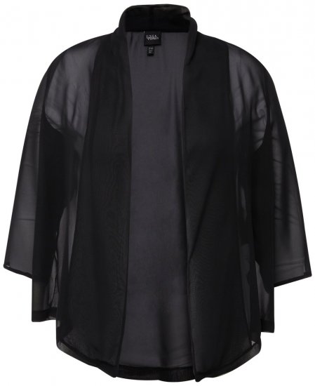 Ulla Popken 817211 Oversize chiffonjakke med sjalskrave Sort - Jakker - Dame jakker i store størrelser