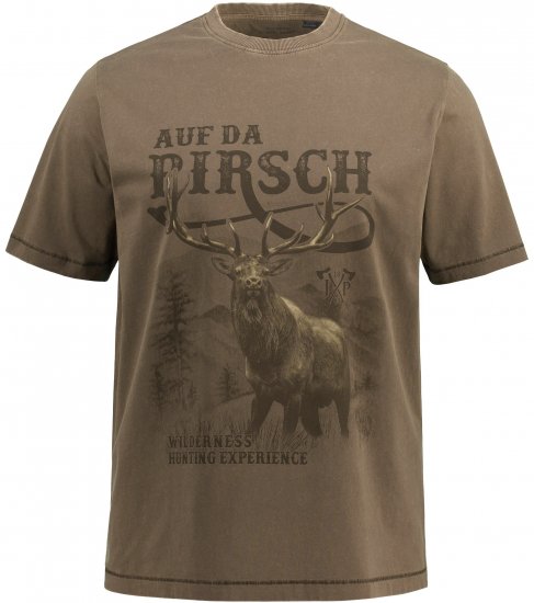 JP1880 Comfortable Fit Vintage Look T-Shirt Light Brown - T-shirts - T-shirts i store størrelser - 2XL-14XL