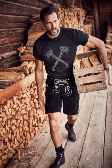 JP1880 Double Axe Design & Vintage Look T-Shirt Black - T-shirts - T-shirts i store størrelser - 2XL-14XL