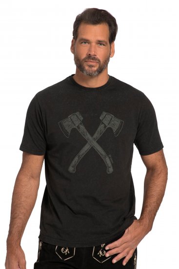 JP1880 Double Axe Design & Vintage Look T-Shirt Black - T-shirts - T-shirts i store størrelser - 2XL-14XL