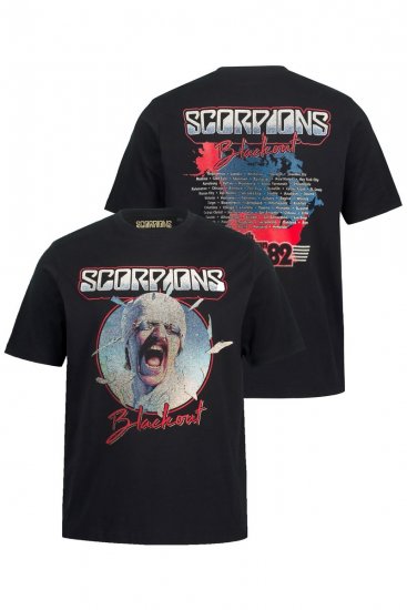 JP1880 Scorpions Blackout Graphic Comfort Fit Band T-Shirt Black - T-shirts - T-shirts i store størrelser - 2XL-14XL