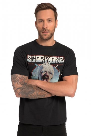 JP1880 Scorpions Blackout Graphic Comfort Fit Band T-Shirt Black - T-shirts - T-shirts i store størrelser - 2XL-14XL