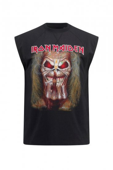 JP1880 Iron Maiden Graphic Comfort Fit Band Tank Top Black - T-shirts - T-shirts i store størrelser - 2XL-14XL