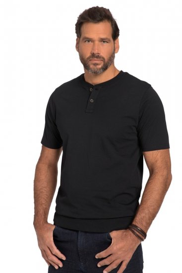 JP1880 818628 Henley-shirt med maveform Sort - T-shirts - T-shirts i store størrelser - 2XL-14XL