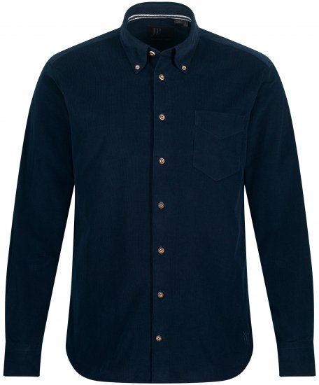 JP1880 Modern Fit Buttoned Collar Cotton Shirt Navy Blue - Skjorter - Skjorter til store mænd 2XL- 8XL