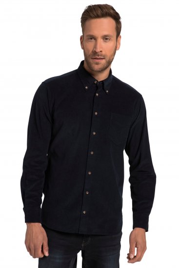 JP1880 Modern Fit Buttoned Collar Cotton Shirt Navy Blue - Skjorter - Skjorter til store mænd 2XL- 8XL