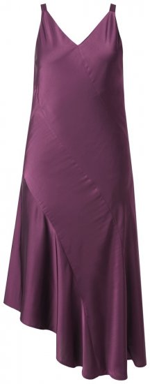 Ulla Popken 820341 Ærmeløs satinkjole med V-hals Vinrød - Aftenkjoler - Festkjoler i plus size