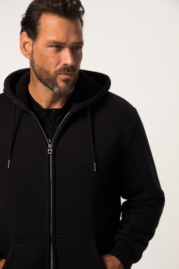 JP1880 820464 Hættejakke med teddyfor Sort - Trøjer og hættetrøjer - Trøjer og Hættetrøjer i store størrelser - 2XL-14XL