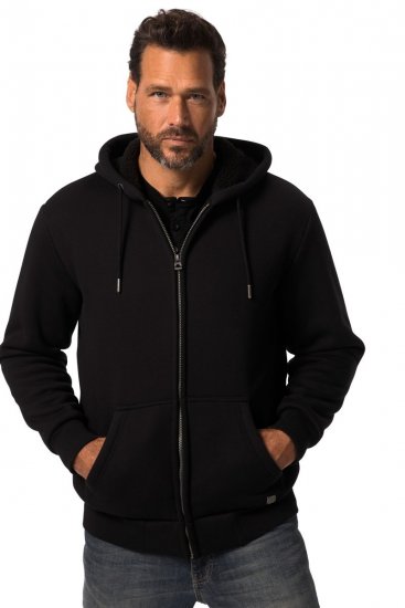 JP1880 820464 Hættejakke med teddyfor Sort TALL - TALL trøjer - TALL sweatshirts til høje mænd