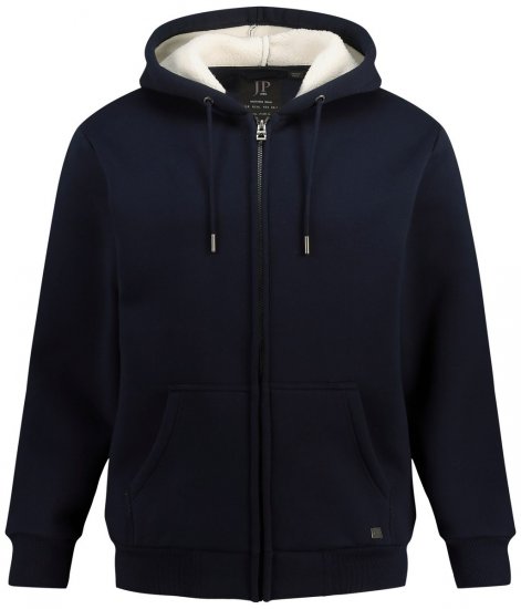 JP1880 820464 Hættejakke med teddyfor Mørkeblå - Trøjer og hættetrøjer - Trøjer og Hættetrøjer i store størrelser - 2XL-14XL