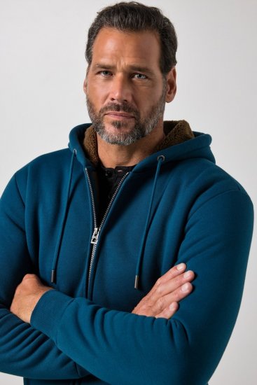 JP1880 820464 Hættejakke med teddyfor Blækblå TALL - TALL trøjer - TALL sweatshirts til høje mænd
