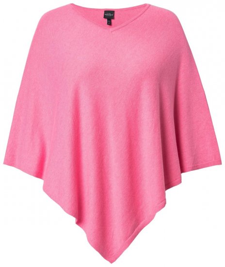 Ulla Popken 820512 Strikponcho i uldblanding med V-hals Lyserosa - Ponchoer og capes - 