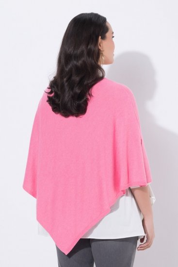 Ulla Popken 820512 Strikponcho i uldblanding med V-hals Lyserosa - Ponchoer og capes - 
