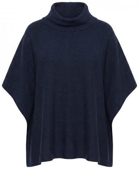 Ulla Popken 820620 Ponchotrøje med rullekrave Mørkeblå - Ponchoer og capes - 