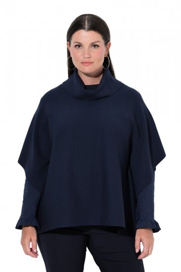 Ulla Popken 820620 Ponchotrøje med rullekrave Mørkeblå - Ponchoer og capes - 