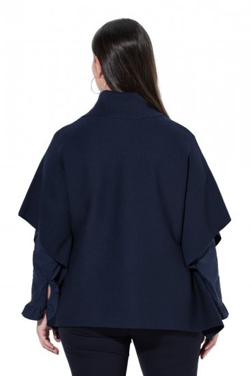 Ulla Popken 820620 Ponchotrøje med rullekrave Mørkeblå - Ponchoer og capes - 