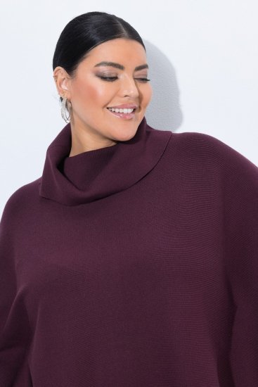 Ulla Popken 820620 Ponchotrøje med rullekrave Blomme - Ponchoer og capes - 