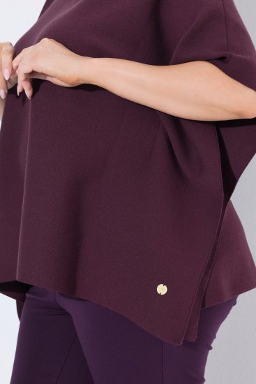 Ulla Popken 820620 Ponchotrøje med rullekrave Blomme - Ponchoer og capes - 