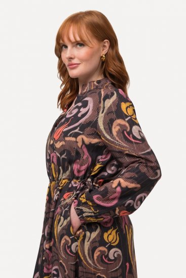 Ulla Popken 820662 Mønstret kjole Sort - Aftenkjoler - Festkjoler i plus size