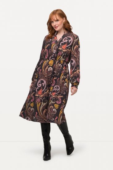 Ulla Popken 820662 Mønstret kjole Sort - Aftenkjoler - Festkjoler i plus size