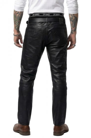 JP1880 Leather Pants Regular Fit Finest Lamb Nappa Black - Jeans og bukser - Herrejeans og bukser i store størrelser W40-W70
