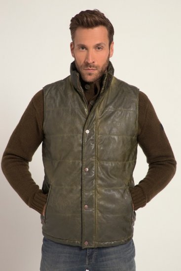 JP1880 Quilted Gilet Vintage Leather Green - Jakker - Jakker i store størrelser, 2XL- 12XL