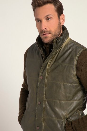 JP1880 Quilted Gilet Vintage Leather Green - Jakker - Jakker i store størrelser, 2XL- 12XL