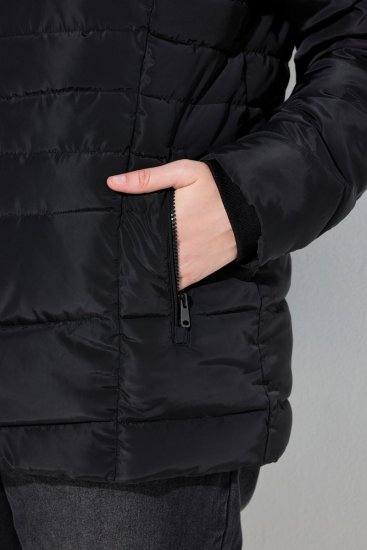 Ulla Popken 820889 Vatteret frakke Sort - Frakker - Frakker i store størrelser